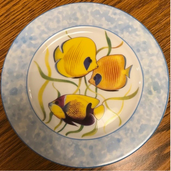 Tropical Fish Appetizer Plates Nautical Vintage Art Porcelain Godinger & Co - Picture 2 of 6